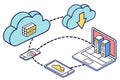 Data transfer and storage in cloud computing using multiple devices and connected systems for seamless access and management Royalty Free Stock Photo