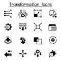 Data transfer, transform, edit, change, scale, update icon set vector illustration graphic design