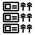 Data transferring from database icon with bold outline style