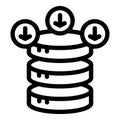 Data transferring to multiple servers icon showing downloading process