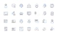 Data transmission line icons collection. Bandwidth, Protocol, Latency, Modulation, Encryption, Compression, Interface Royalty Free Stock Photo