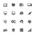 Data transmission services, global communications flat icons in gray
