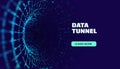 Data tunnel abstract vector background. Security tunnel protected data flow. Network security Royalty Free Stock Photo