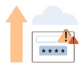 Data Upload Alert with Cloud Storage and Warning Icons Royalty Free Stock Photo