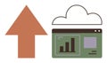 Data Upload to Cloud with Growth Metrics Dashboard Royalty Free Stock Photo