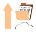 Data Upload to Cloud Storage with Binary Code and Open Folder Royalty Free Stock Photo