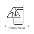 Data usage warning pixel perfect linear icon Royalty Free Stock Photo