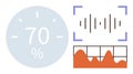 Data Visualization and Analysis with Percentage, Sound Wave, and Graph Elements Royalty Free Stock Photo