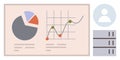 Data Analytics Dashboard with Pie Chart, Line Graph, and User Icon for Business and Technology Concepts Royalty Free Stock Photo