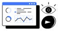 Data Analysis Dashboard with Charts, Graphs, and Analytics Icons Highlighting Trends and Monitoring Royalty Free Stock Photo