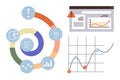 Data Visualization with Analytics Dashboard, Chart Graphs, and Circular Infographic Elements Royalty Free Stock Photo