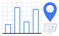 Data Visualization with Bar Chart and Geolocation Icon on Digital Interface Royalty Free Stock Photo