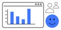 Data Visualization with Bar Graph, User Connection, and Positive Feedback Icons Royalty Free Stock Photo