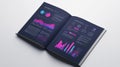 Data visualization book open to detailed charts and graphs on analytics Royalty Free Stock Photo