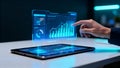 Data Visualization and Business Analytics Dashboard on Laptop with Futuristic Interface, Financial Charts, KPIs and Real-Time Data Royalty Free Stock Photo