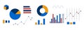 Data visualization charts 2D cartoon objects set Royalty Free Stock Photo