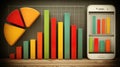 Data Visualization - Charts, Graphs, and Mobile App Display Royalty Free Stock Photo