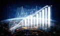 Data Visualization with Charts and Graphs Over Earth Showing Growth and Progress in Business and Technology Impute Royalty Free Stock Photo
