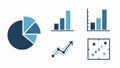 Data Visualization Charts and Graphs Set in Blue Tones Royalty Free Stock Photo