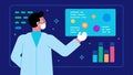 Data Visualization A closeup image of a bioinformatics scientist pointing at a holographic display of genetic data