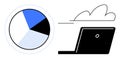 Data Visualization and Cloud Computing Concept with Laptop and Pie Chart Royalty Free Stock Photo