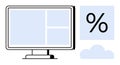 Data Analytics and Cloud Computing with Percent Symbol and Monitor Icon Royalty Free Stock Photo