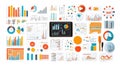 Data visualization collection charts graphs analytics information digital screen Royalty Free Stock Photo