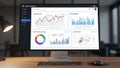 Data visualization dashboard on computer screen Royalty Free Stock Photo