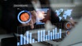 Data visualization dashboard with graphs, charts, and world map displaying business metrics, analytics, performance Royalty Free Stock Photo