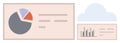 Data Visualization Dashboard with Pie Chart, Bar Graph, and Cloud Storage Integration Royalty Free Stock Photo