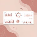 A data visualization dashboard on a soft pink abstract background. The dashboard Royalty Free Stock Photo