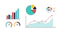 Data Visualization Elements Set with Bar Charts Pie Charts Line Graphs and Speedometers Royalty Free Stock Photo