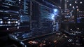 Data visualization event high-tech environment interface design futuristic workspace close-up perspective digital innovation