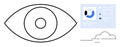 Visual Data Analysis Concept with Eye Symbol, Analytics Dashboard, and Cloud Integration Icon Royalty Free Stock Photo