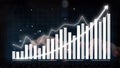Data Visualization of Financial Growth with Graph Bars an Arrow on Digital Screen Representing Business Success and Royalty Free Stock Photo