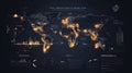 Data visualization of global information metrics and statistics with highlighted regions in modern design. Generative AI Royalty Free Stock Photo
