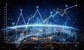 Data Visualization of Global Stock Market Trends with Graphs and Digital Elements Over Earth and Space Background Scalp Royalty Free Stock Photo