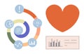 Data Visualization and Heart Health Concept with Analytics and Circular Infographics Royalty Free Stock Photo