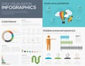 Data visualization infographic vector for start up pies and bars