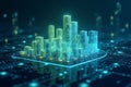 Data visualization insights digital environment 3d charts urban cityscape futuristic design Royalty Free Stock Photo