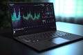 Data visualization on a laptop screen, AI Generative Royalty Free Stock Photo