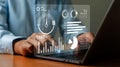 Data Visualization with Laptop Showing Business Analytics and Financial Performance Metrics for Modern Corporate Strategy Royalty Free Stock Photo