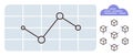 Data Visualization with Line Graph, Cloud Computing, and Blockchain Concept Royalty Free Stock Photo
