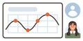 Data Visualization with Line Graph and User Profile Elements for Analysis and Performance Tracking Royalty Free Stock Photo