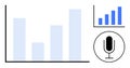 Data Visualization with Microphone Highlighting Audio Analytics and Bar Graph Comparison Royalty Free Stock Photo