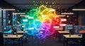 Data Visualization in a Modern Office with Rainbow Overlay Royalty Free Stock Photo