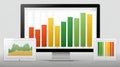Data visualization on multiple devices for business analysis Royalty Free Stock Photo