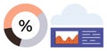 Data Visualization with Percent Circle and Cloud-Based Analytics Dashboard Royalty Free Stock Photo