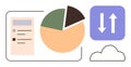 Data Visualization with Pie Chart, Cloud Backup, and Analytics Dashboard Elements Royalty Free Stock Photo