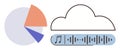Data Visualization with Pie Chart and Cloud Storage for Audio Streaming Royalty Free Stock Photo